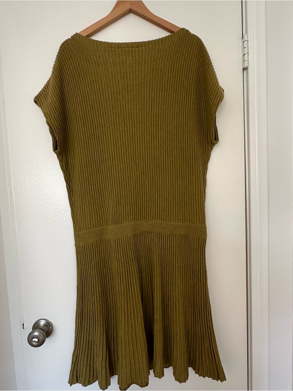 Anthropologie Olive Green Ribbed Midi Dress